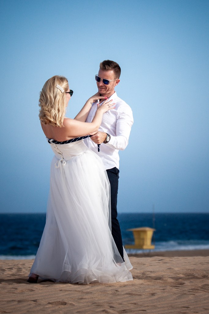 Luxury sand dune portraits - premium post-wedding photography service at Fuerteventura's Grandes Playas