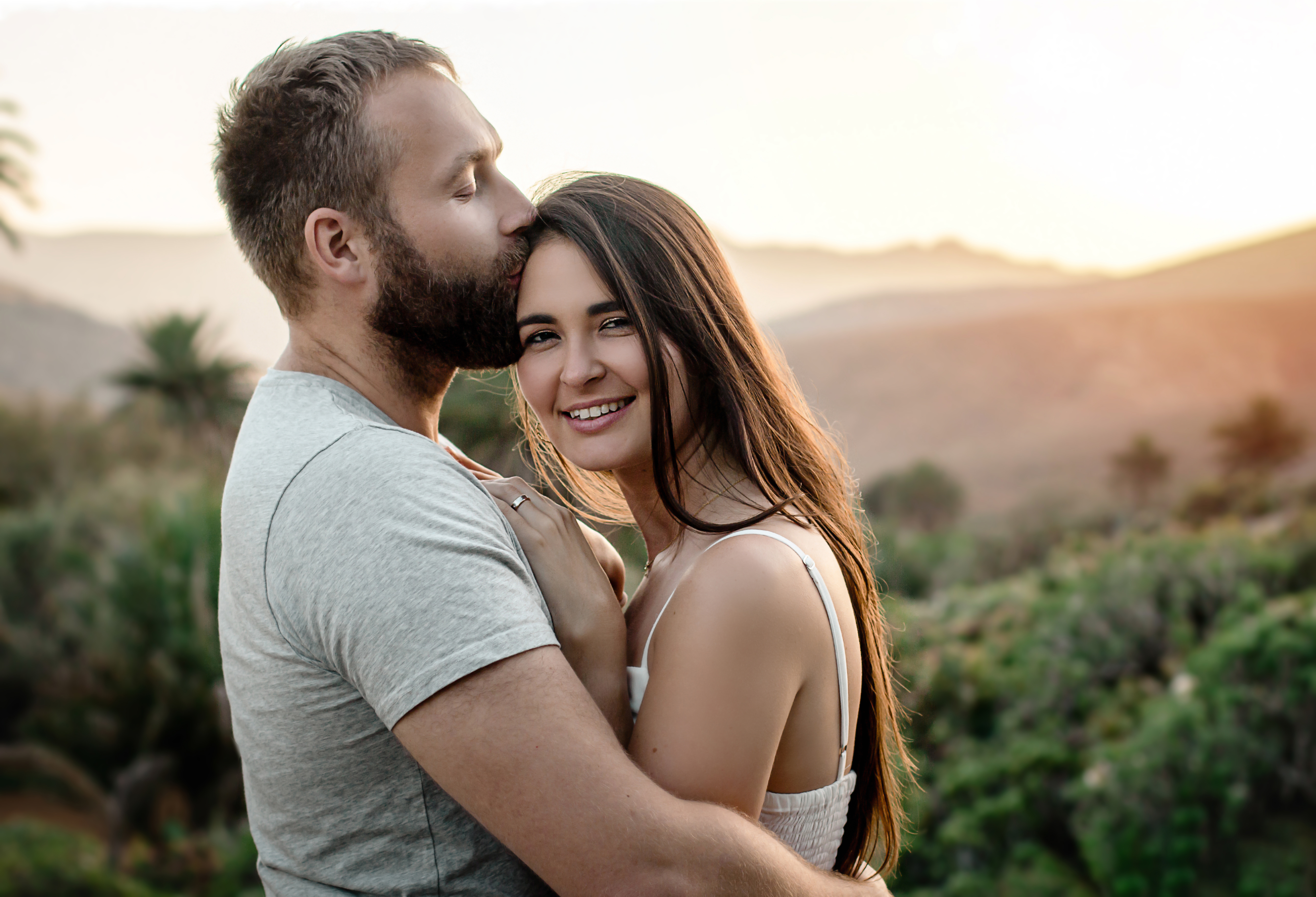 Betancuria green village couple photography: Romantic moment captured during sunset in Fuerteventura