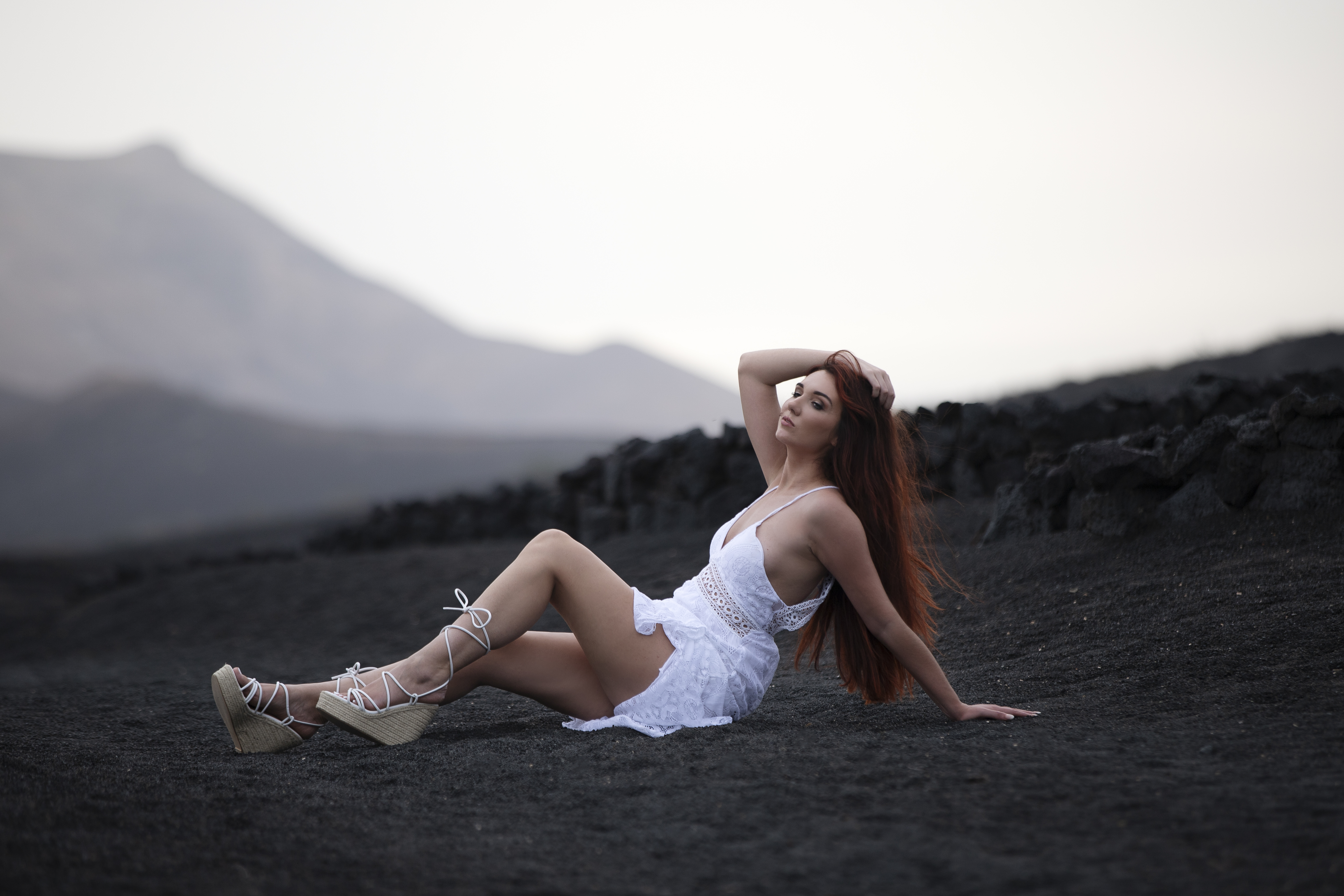 Elegant model posing in Lanzarote’s most beautiful places – expert model photographer in Lanzarote creating timeless images