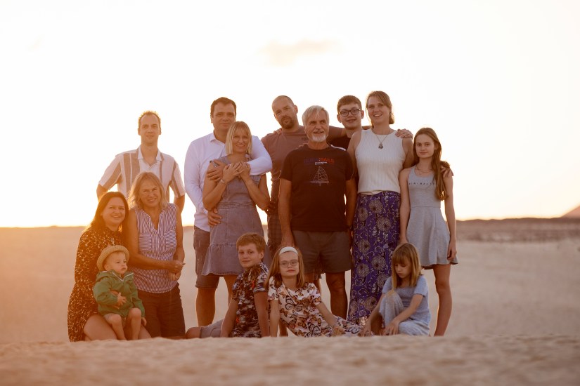 Dutch three-generation family in Corralejo Dunes - best family-friendly photographer in Fuerteventura captures heartwarming bonds